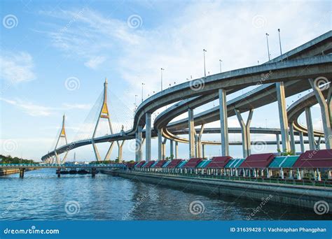 Bhumibol Bridge. stock photo. Image of engineering, freeway - 31639428