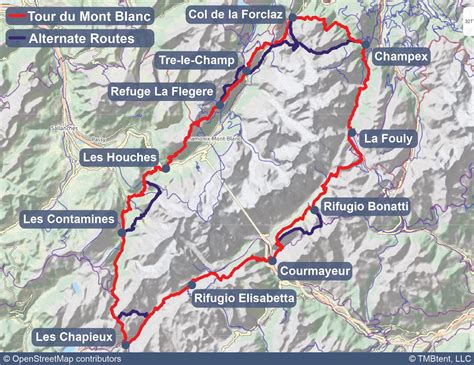 Tour du Mont Blanc | Maps - TMBtent Mont Blanc Hike, Mt Blanc, Hiking ...