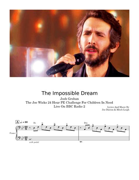 The Impossible Dream [Live] - Josh Groban Sheet music for Piano, Voice ...