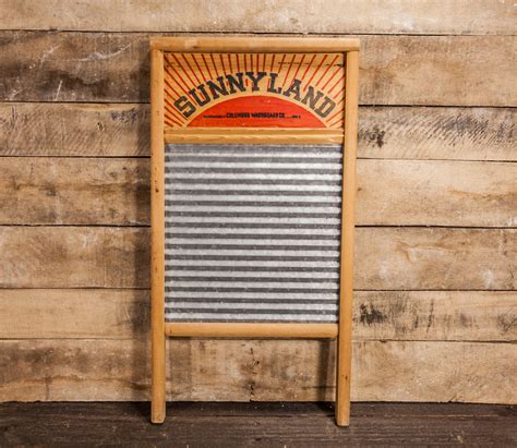 Vintage Sunnyland Washboard No. 2090 Wood Metal Farmhouse Washboard Advertising Country Laundry ...