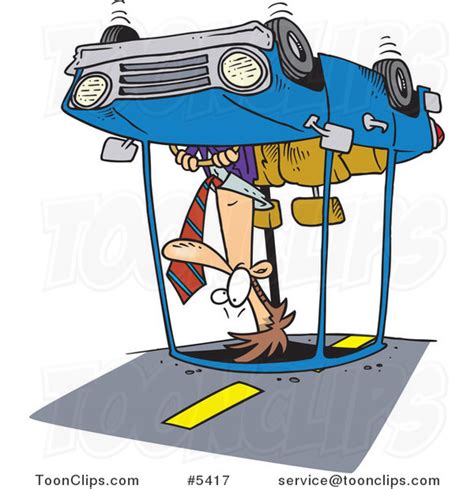 Cartoon Guy Rolling His Car #5417 by Ron Leishman