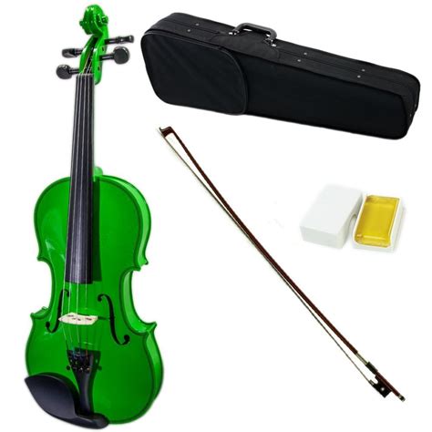 SKY Full Size VN202 Solidwood Green Violin Beautiful Purfling with Brazilwood Bow and ...