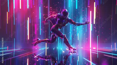 Capture the fusion of futuristic technologies and dance forms in a ...