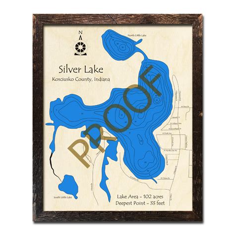 Silver Lake, IN Wood Map | 3D Nautical Wood Charts