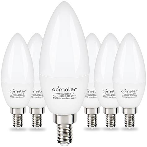 Buy comzler Type B Small Light Bulb, Candelabra LED Light Bulb E12 Small Base 4000K Neutral ...