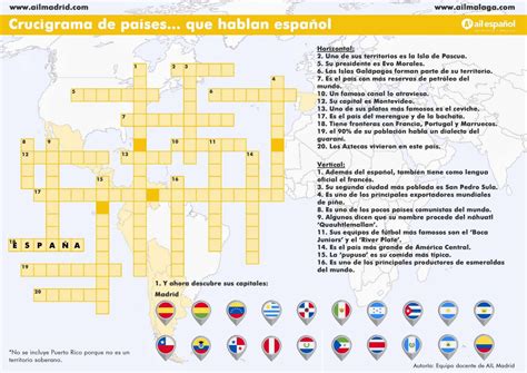 Crucigrama de países… que hablan español | AIL Madrid | Espagnol ...