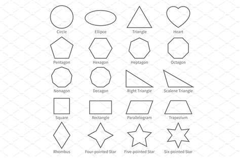 Basic geometric outline flat shapes | Background Graphics ~ Creative Market