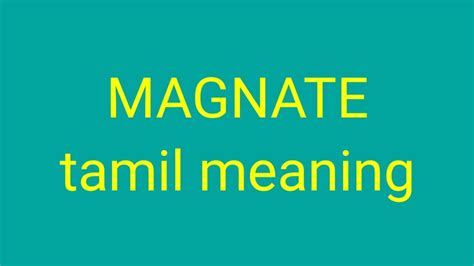 MAGNATE tamil meaning/sasikumar - YouTube