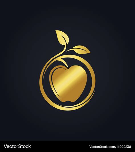 Organic fruit apple nature gold logo Royalty Free Vector