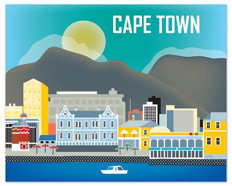 Cape Town Skyline Art Print South Africa Horizontal Art | Etsy