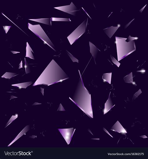 Broken glass on the dark purple background Vector Image