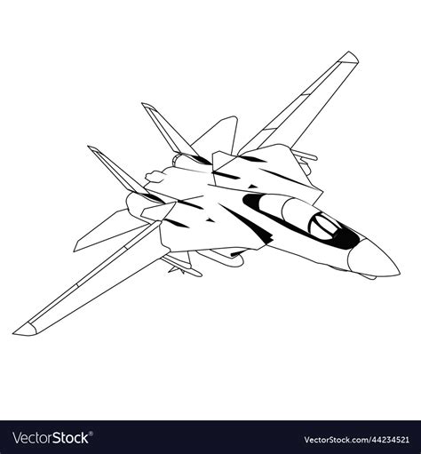 F14 tomcat outline jet fighter Royalty Free Vector Image