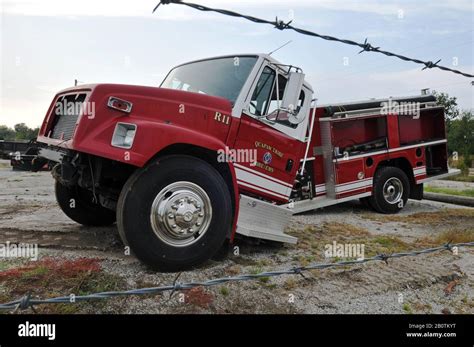 A dismantled Quapaw Tribe fire truck in the ghost town of Picher, OK ...