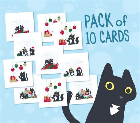 10 Funny Black Cat Christmas Cards Multipack of 10 Black Cat - Etsy