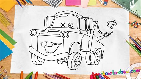 How to draw Mater - Easy step-by-step drawing lessons for kids - YouTube