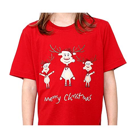 Kids Christmas T Shirt 100% Cotton Xmas Tee Boys Girls Red White Tshirt ...