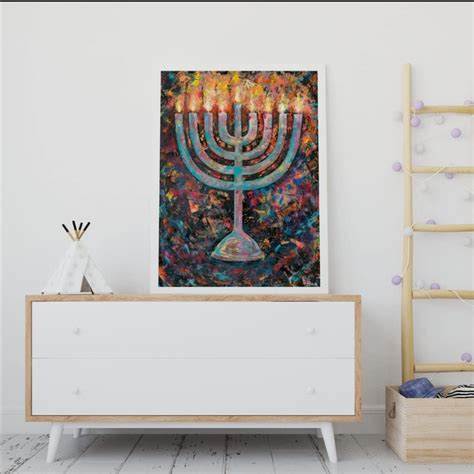 MENORAH PAINTING Jewish Menorah Wall Art Happy Modern Jewish Art ...