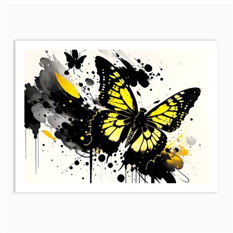 Yellow Butterfly Painting Art Print by Noctarian - Fy