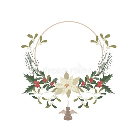 Christmas Wreath with White Poinsettia. Vector Stock Illustration ...