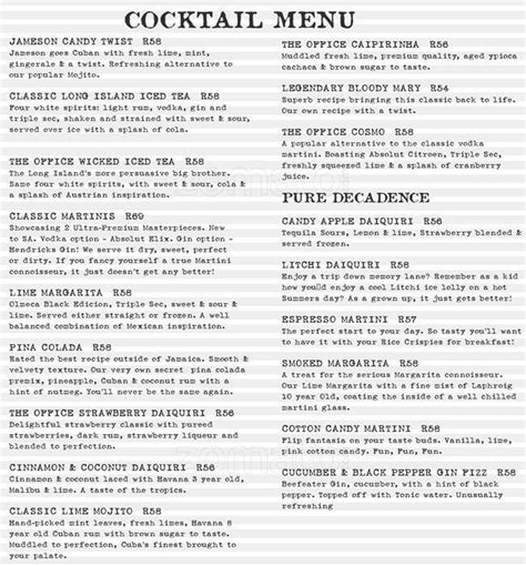 The Office Menu, Menu for The Office, Greenside, Johannesburg - Zomato SA