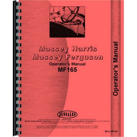 Massey Ferguson 165 Tractor Operators Manual