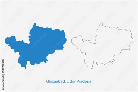 Ghaziabad district (Uttar Pradesh State, Republic of India) map vector ...