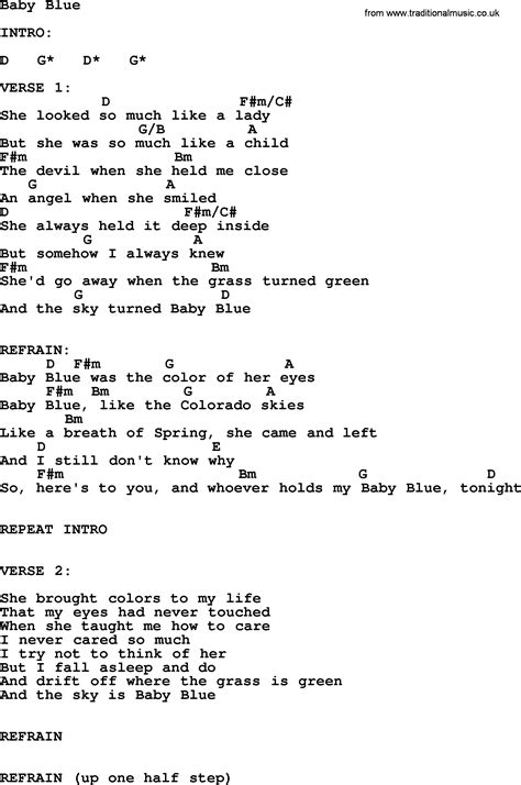 Baby Blue, by George Strait - lyrics and chords