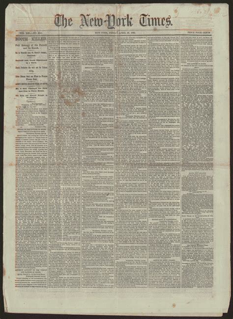 New York Times, [newspaper]. April 28, 1865. | Library of Congress