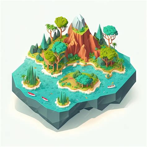 Premium Photo | Diorama of a small 3d island, cartoonish generative ai