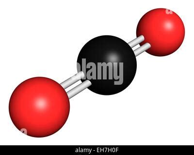 Carbon dioxide, CO2, molecule model and chemical formula. Carbonic acid ...