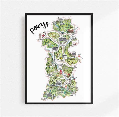 Welsh Powys Map Print Map of Powys Mid Wales Art Powys - Etsy UK