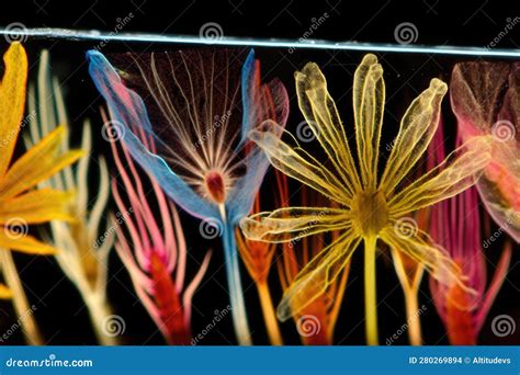 Microscope Slide with Magnified View of Flower Petals and Stamen Stock ...