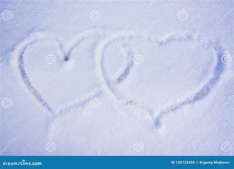 Hearts on the Snow. the Shape of Heart on the Snow Stock Image - Image ...