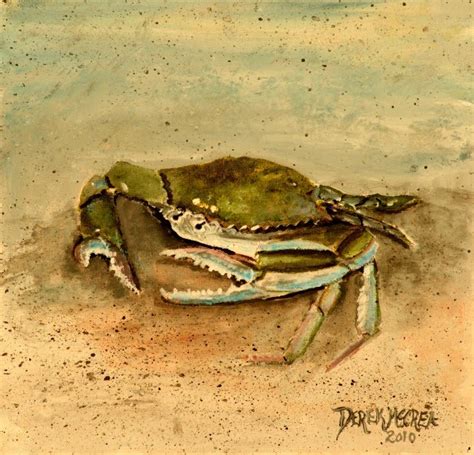 Watercolor Paintings - Art by Derek McCrea: blue crab acrylic painting