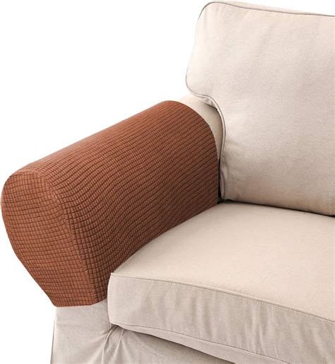 LERTREE 1 Pair Sofa Arm Slipcovers Elastic Sofa Armrest Protectors Removable Chair Sofa Armrest ...