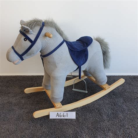 Rocking Horse - Grey & Blue Plush