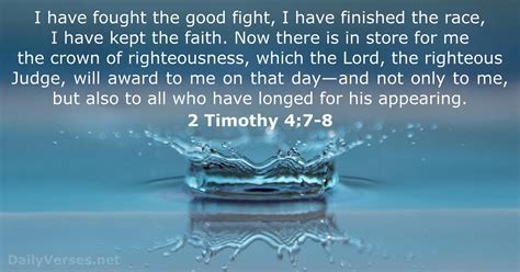 2 Timothy 4:7-8 - KJV - Bible verse of the day - DailyVerses.net