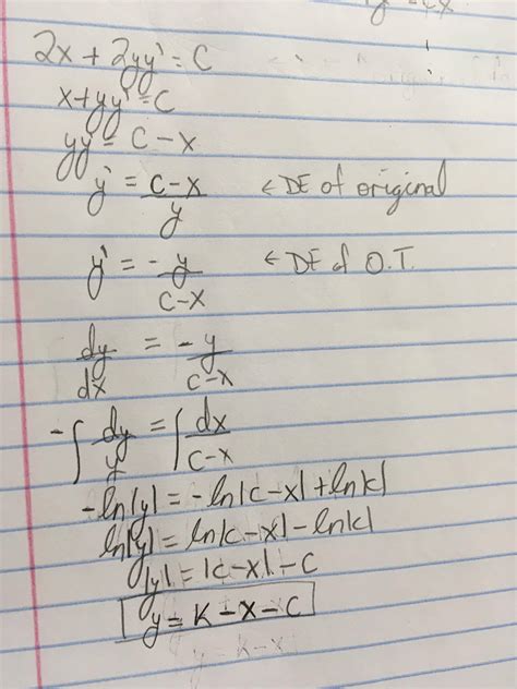 calculus - Orthogonal Trajectories in Differential Equations ...