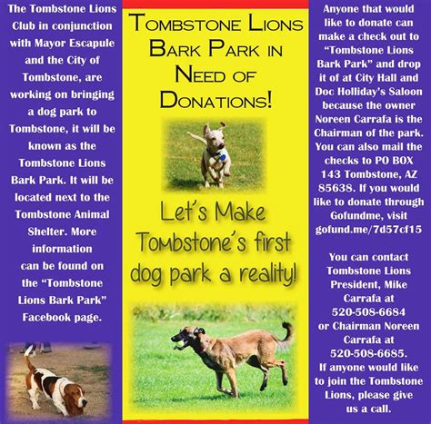 Tombstone Lions Bark Park in Need of Donations