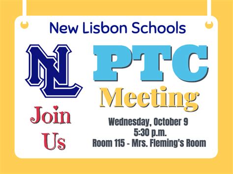 PTC Meeting October 9 | New Lisbon School District