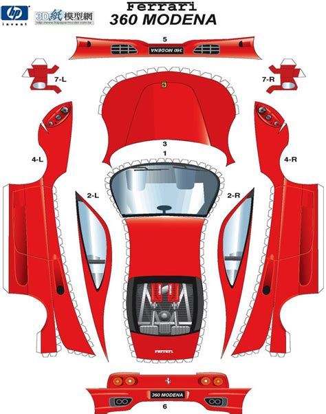 Race Car Paper Cutouts | SP. Papel Modelismo: PaperCraft - Ferrari 360 ...