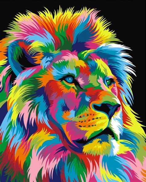 Royal Rainbow Lion From Artventura - Paint by Numbers - Kits - Casa Cenina