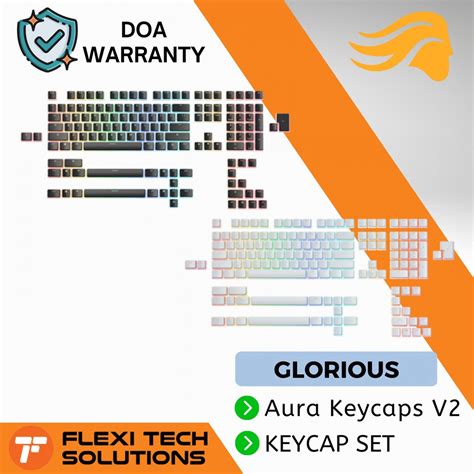 GLORIOUS Aura Keycaps V2 Black / White Pudding-style 145-Key Layout – Flexi Tech