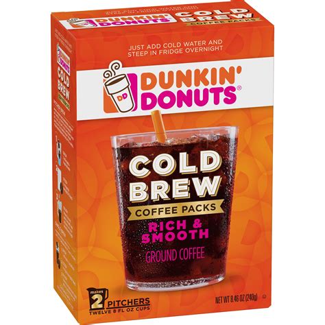 Dunkin' Donuts Cold Brew Coffee Packs, Smooth & Rich Ground Coffee, 8.46-Ounce - Walmart.com