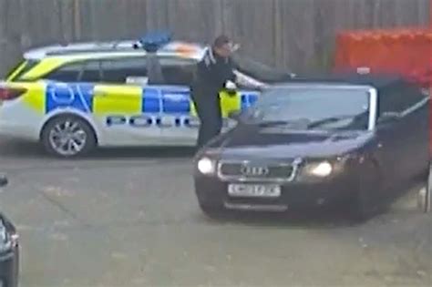 Dramatic footage shows police chase after driver found asleep at petrol ...