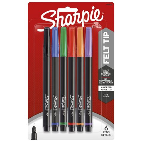 Sharpie Pens, Felt Tip Pens, Fine Point (0.4mm), Assorted Colors, 6 Count – Walmart Inventory ...