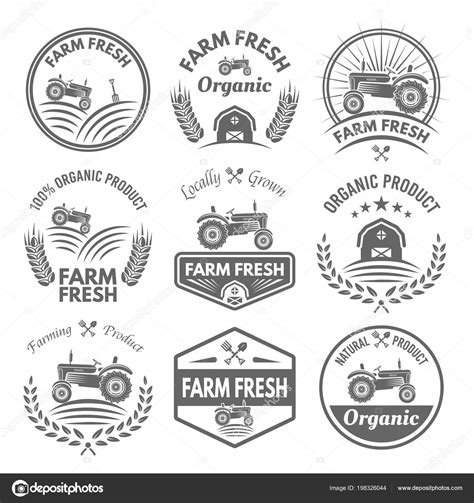 Farm fresh vector product labels and emblems Stock Vector by ©Flat_Enot 198326044