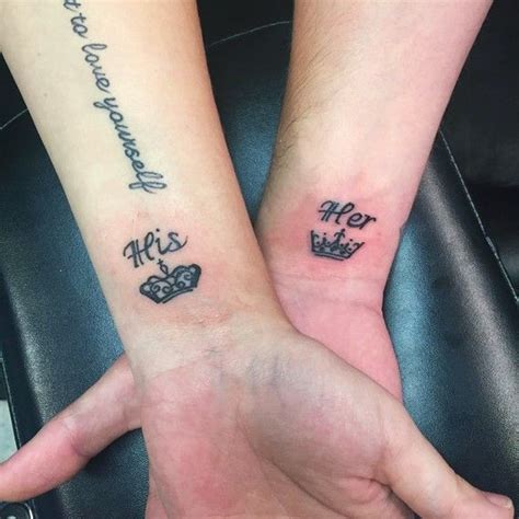 his and hers matching crown tattoos Couple Tattoos Unique Meaningful, Couple Tattoos Love ...