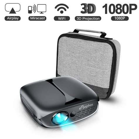 ELEPHAS Mini Portable Projector WiFi DLP HD Pico 3D Video Pocket Projector Supports 1080P HDMI ...