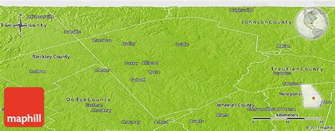 Physical Panoramic Map of Laurens County